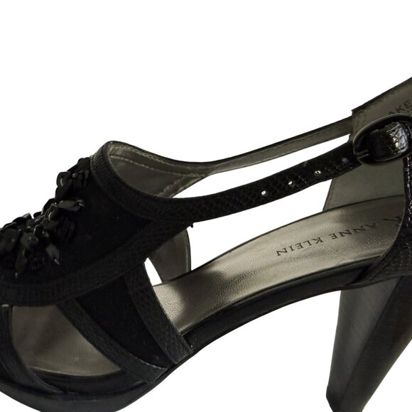 AK Anne Klein Black Fabric Evening Stiletto Heels – Size 6M - Picture 10 of 11